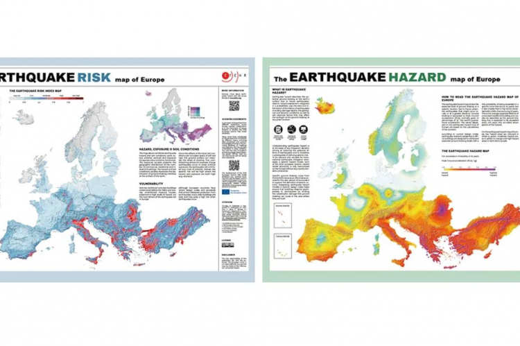 Karte rizika od potresa i predviđene štete nastale potresom u Europi